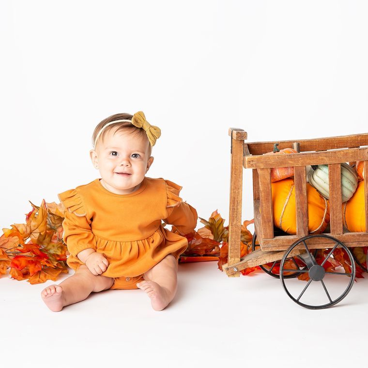 Pumpkin Long Sleeve Flutter Baby Onesie