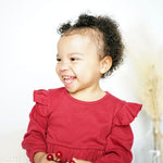 Baby Merlot Long Sleeve Flutter Onesie Saved By Grace