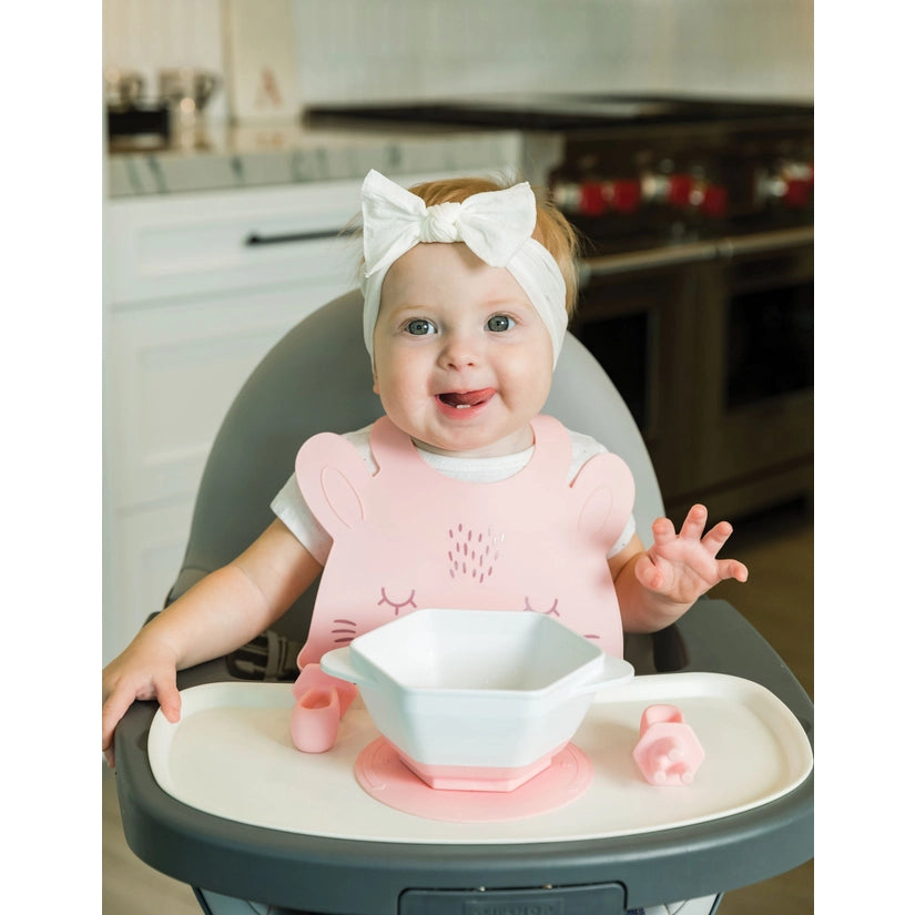 Silicone Roll-up Bib - Rose Bunny Tiny Twinkle
