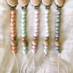 Classic Pacifier Clip - Wood+ Melon Chewable Charms