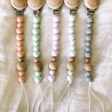 Classic Pacifier Clip - Wood+ Melon Chewable Charms