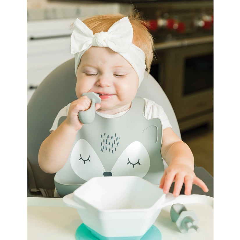 Silicone Roll-up Bib - Grey Fox Tiny Twinkle