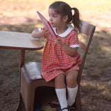 Kid Retro Pink Plaid Pleated Peter Pan Collar Dress STRAWBERRY JAM