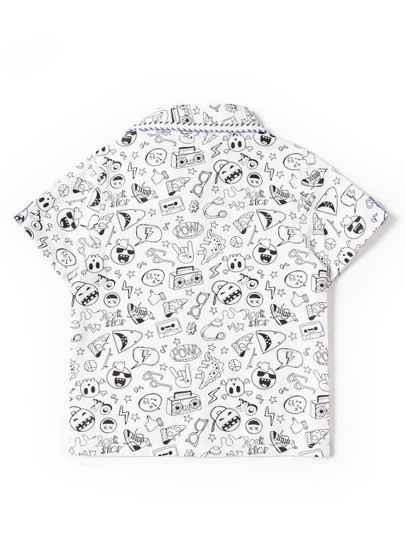 Boys Printed Button-Up Shirt and Short Set