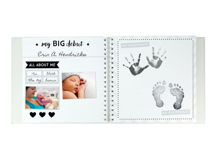 Baby's Memory Book & Sticker Set, Gray Stars