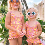 Baby Pink and Yellow Flower Power One Piece Swimsuit STRAWBERRY JAM