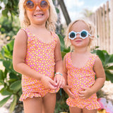 Baby Pink and Yellow Flower Power One Piece Swimsuit STRAWBERRY JAM