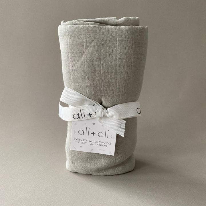 Muslin Swaddle Blanket Organic Cotton (Light Grey)