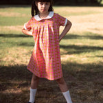 Kid Retro Pink Plaid Pleated Peter Pan Collar Dress STRAWBERRY JAM