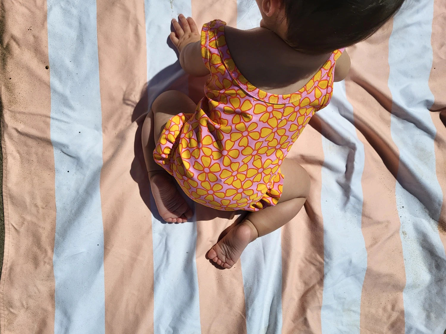 Baby Pink and Yellow Flower Power One Piece Swimsuit STRAWBERRY JAM