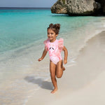 Kid Pink Flamingo Tulle Sleeve One Piece Swimsuit Shade Critters