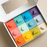 Building Block Teether & Bath Toy three hearts modern