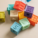 Building Block Teether & Bath Toy three hearts modern