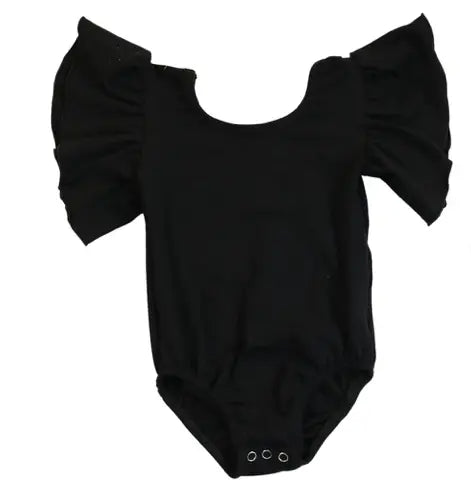 Baby Black Flutter Sleeve Leotard GIGGLES LA