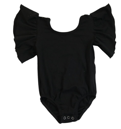 Black Flutter Sleeve Leotard