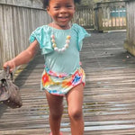 Baby Aqua Flutter Sleeve Leotard GIGGLES LA