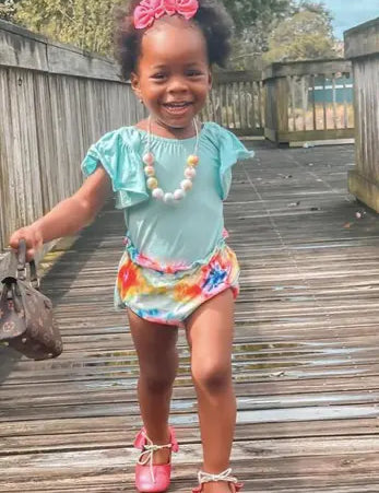 Baby Aqua Flutter Sleeve Leotard GIGGLES LA
