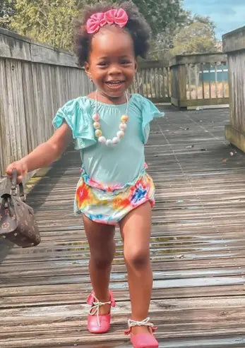 Baby Aqua Flutter Sleeve Leotard GIGGLES LA