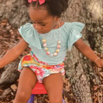 Baby Aqua Flutter Sleeve Leotard GIGGLES LA