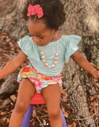 Baby Aqua Flutter Sleeve Leotard GIGGLES LA