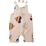Baby Block Printed Hearts Cotton Romper Cray