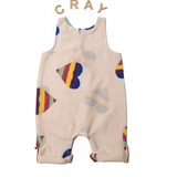 Baby Block Printed Hearts Cotton Romper Cray