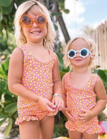 Baby Pink and Yellow Flower Power One Piece Swimsuit STRAWBERRY JAM