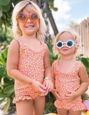 Pink and Yellow Flower Power One Piece Swimsuit