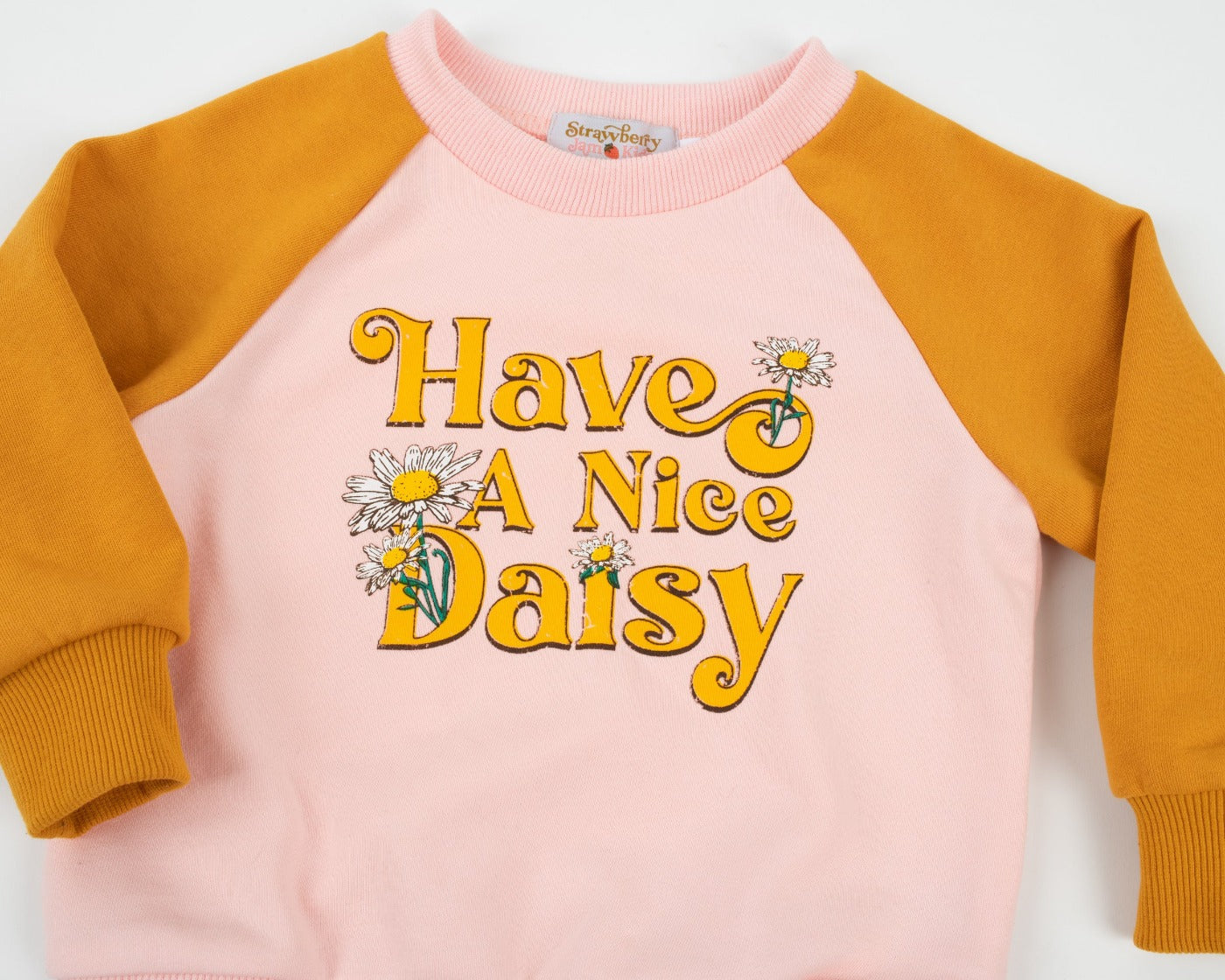 Kid Have a Nice Daisy Retro Raglan French Terry STRAWBERRY JAM