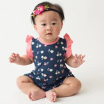 Baby Navy Bloom Flutter Romper Bestaroo