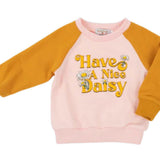 Kid Have a Nice Daisy Retro Raglan French Terry STRAWBERRY JAM