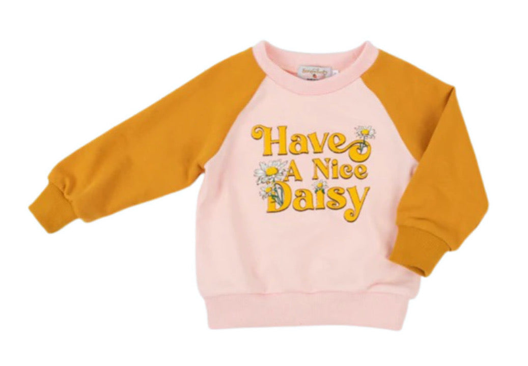 Kid Have a Nice Daisy Retro Raglan French Terry STRAWBERRY JAM