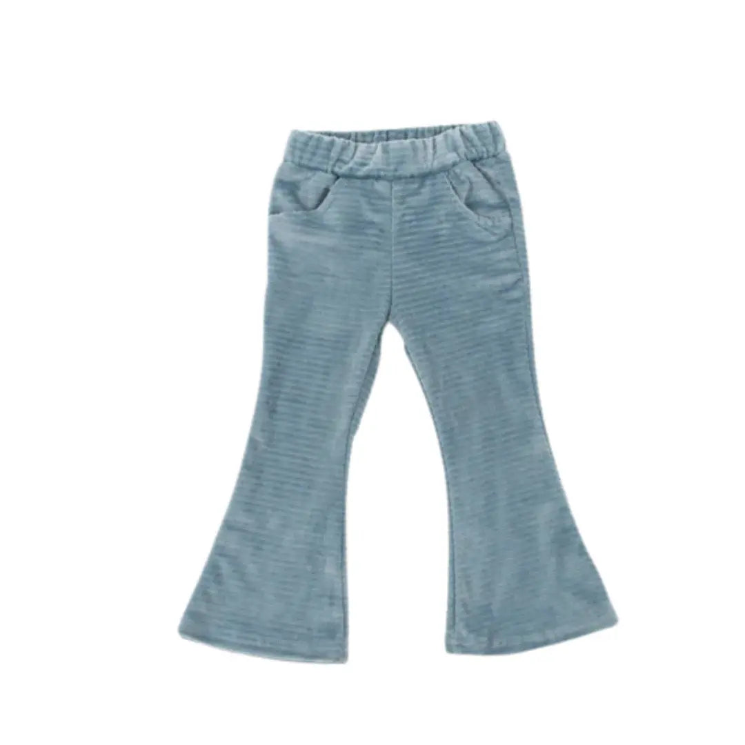 Kid Blue Velour Corduroy Bell Bottoms STRAWBERRY JAM