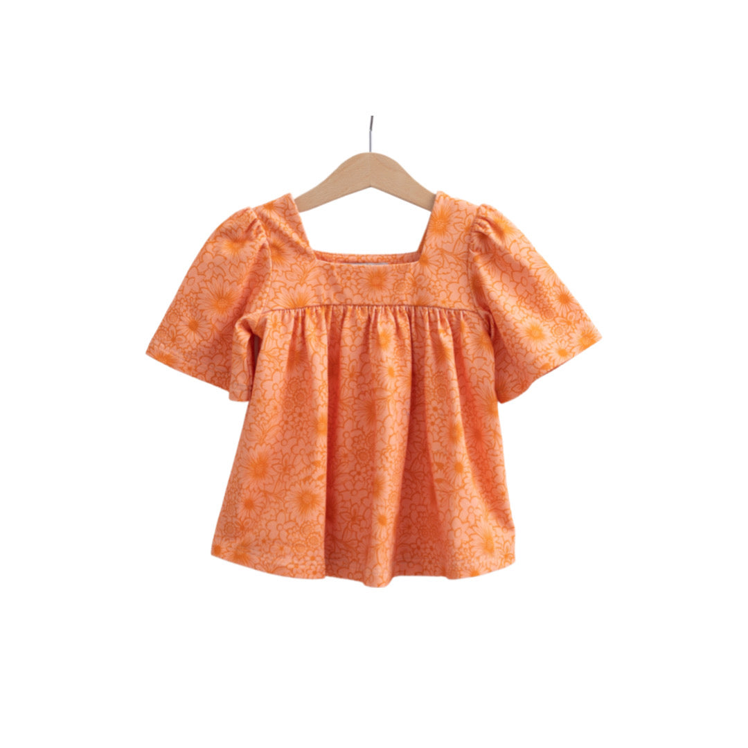 Bell Sleeve Top in Pink and Orange