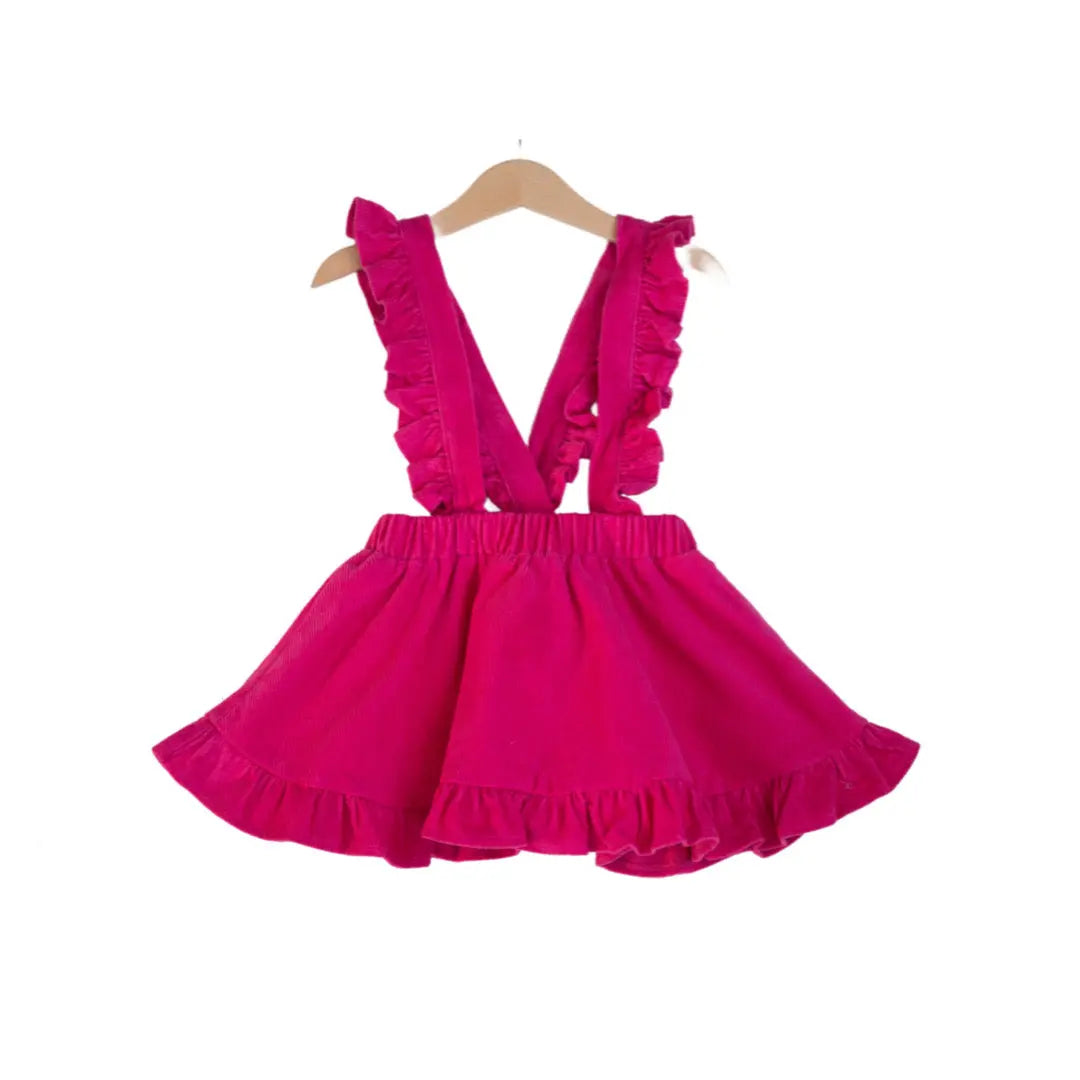 Kid Hot Pink Corduroy Pinafore Skirt - GIGGLES LA 5-6Y Kid Hot Pink Corduroy Pinafore Skirt - GIGGLES LA 5-6Y