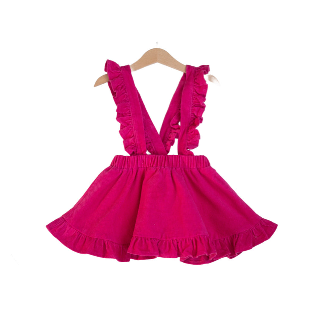 Kid Hot Pink Corduroy Pinafore Skirt Strawberry Jams