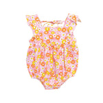 Baby Pink and Yellow Tie Back Flutter Romper STRAWBERRY JAM
