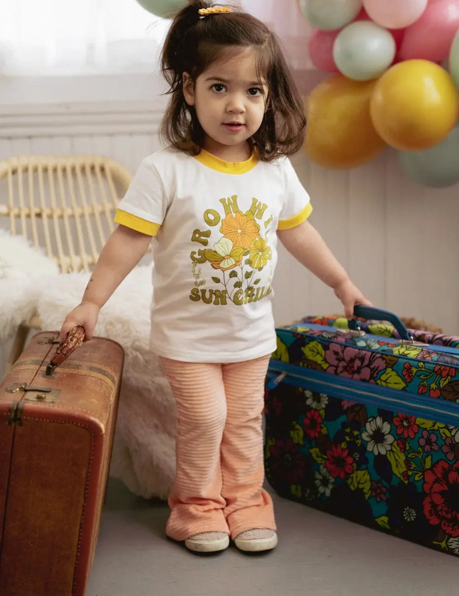 Kid Pink Velour Corduroy Bell Bottoms STRAWBERRY JAM