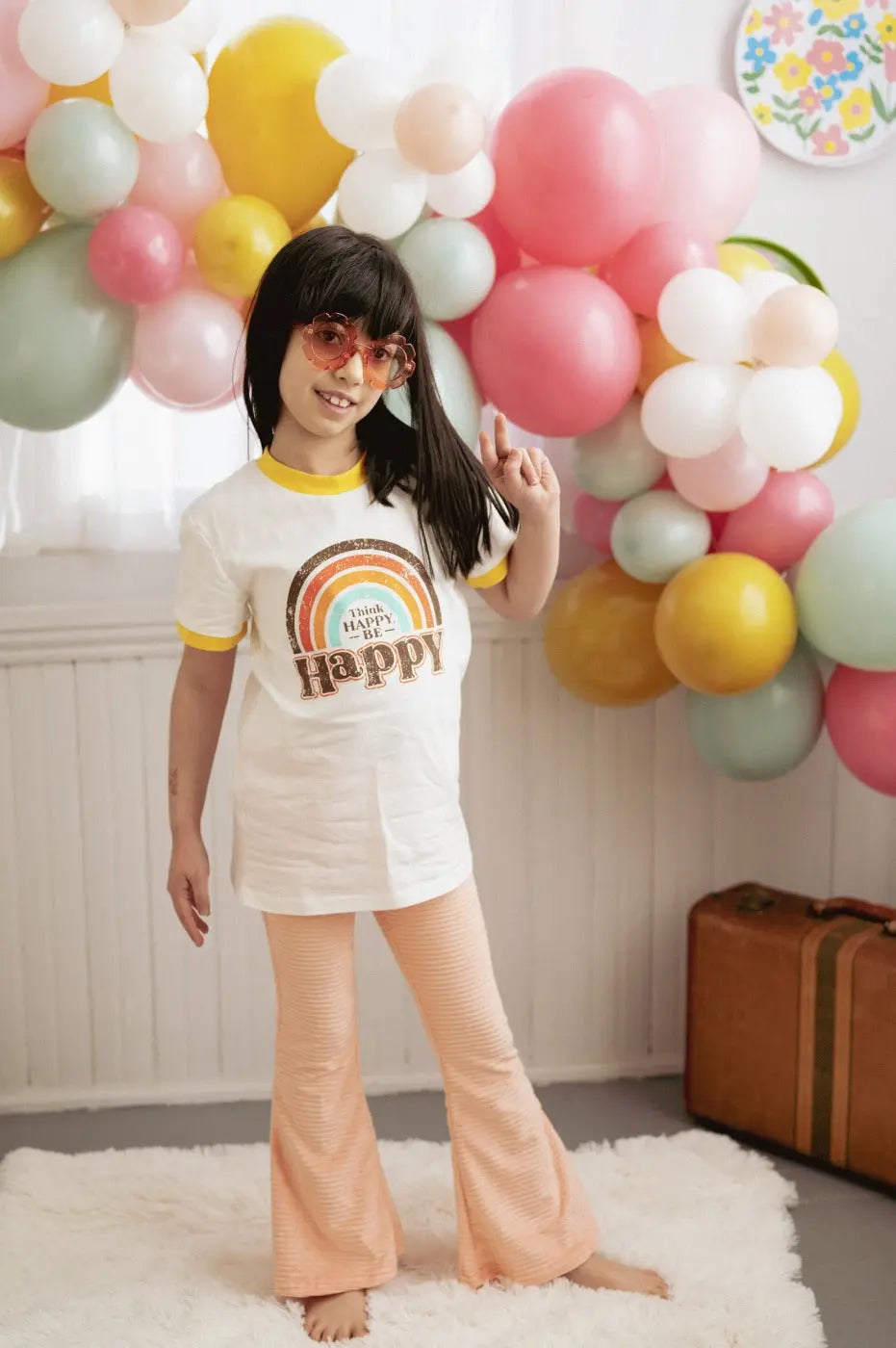 Kid Pink Velour Corduroy Bell Bottoms STRAWBERRY JAM